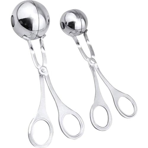 Meat Ballers,2PCS Stainless Steel Ball Maker None-Stick Meat Baller Tongs Cake Pop Maker Cookie Dough Scoop Tongs for Meatball
