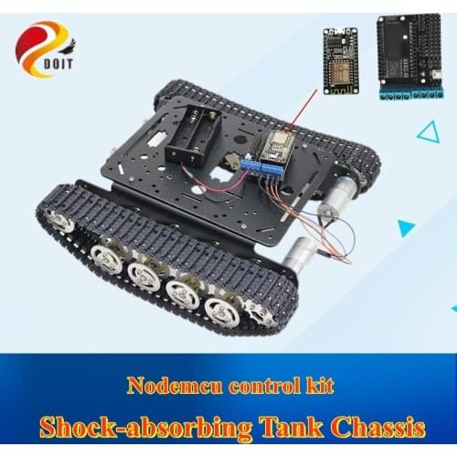 ESP8266 RC Smart Robot Tank Chassis with Dual DC Motor+ Nodemcu Development Board+L293D Motor Driver Board for DIY Project TS100