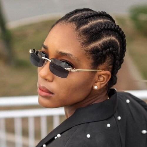 Cool Rimless Rectangle Sunglasses Women Metal Cheetah Head Shades Men Square Sun Glasses Unisex Driving Glasses zonnebril dames