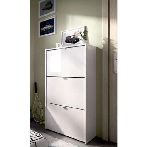 Shoe Rack 3 doors white glitter crib 61 cm (width) 113 cm (height) 25 cm (bottom)