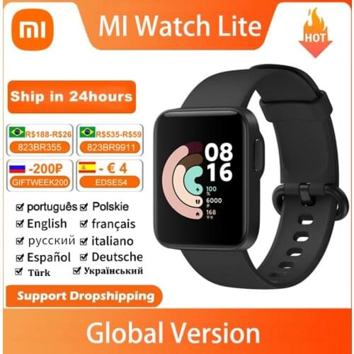 Global Version Xiaomi Mi Watch Lite 1.4 Inch Touch Screen GPS Heart Rate Fitness Tracker 5ATM Waterproof Alarm Sport Smart Watch