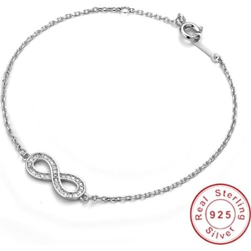 Eight Bracelet Luxury Wedding Jewelry for Women Gift Brand 100% Solid 925 Sterling Silver 18+5cm Long Snake Chain 8 Bangle