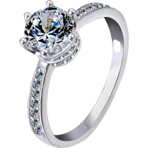 Unique Real S925 Sterling Silver Womens Rings Luxury Crown Wedding Engagement Party Exquisite Elegant Cute Romantic Fine Jewelry