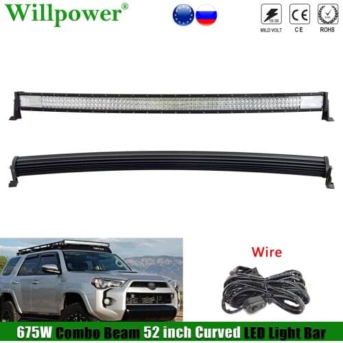1pcs 4X4 Truck Roof 52" inch Curved LED Light Bar For Jeep Dodge Chevy SUV Off Road Pickup Boat Fog Driving Lamp Tri-Row LED Bar