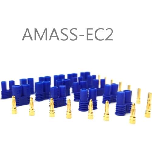 100Pairs Amass EC2 Plug Male and Female 2mm golden Plated Bullet Connector for RC ESC Battery