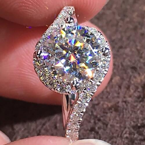 18K Au750 White Gold Women Wedding Party Engagement Ring 1 2 3 4 5 Carat Round Moissanite Diamond Ring Classic Trendy Elegant