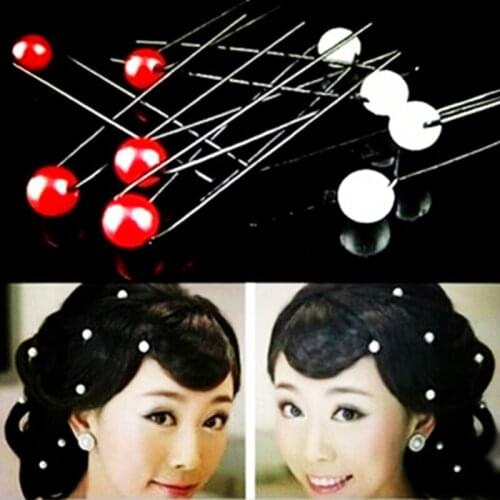 20pcs Wholesale Wedding U shape hair pins Bridal Prom White Red Pearl Hair Pins Clips Barrette Hairpins Hair Accessories