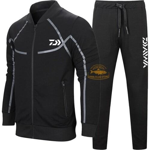 2020 DAIWA Mens Fishing Suit Autumn and Winter Solid Color Casual Suit Outdoor Sports Plus Size Cotton Baseball Uniform