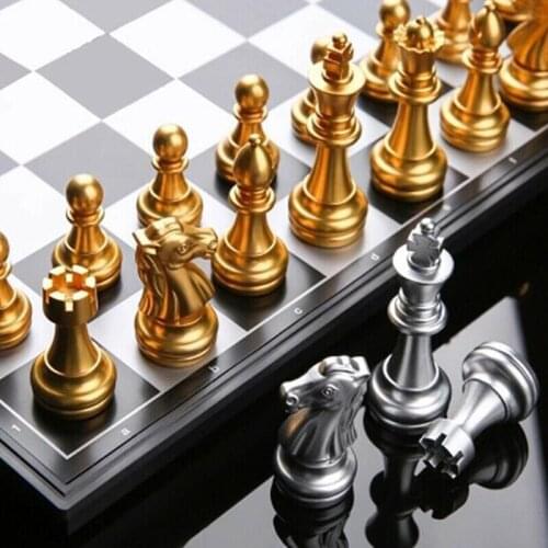 32pcs Gold Silver Chess Medieval Chess Set With High Quality Chessboard Magnetic Board Game