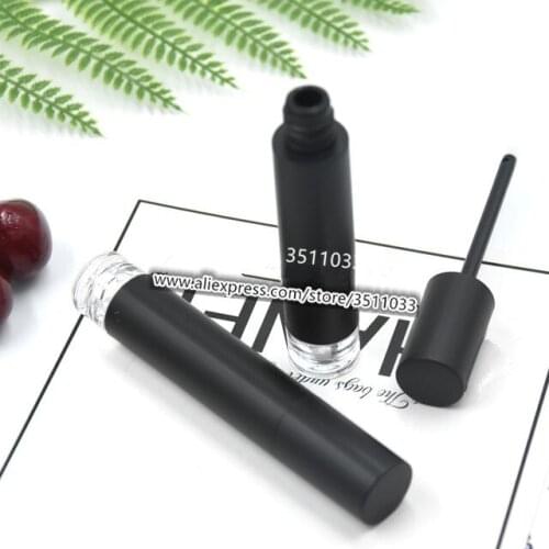5ml Frosted Black Empty Lip Gloss Tube DIY Round Black Clear Bottom Liquid Lipstick Storage Container Matte Lip Gloss Package