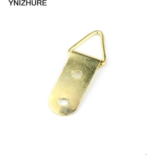 50pcs 11*14*38MM Photo Hanging Golden 2 holes D-Ring Picture Oil Painting Family portrait Triangle hook hardware accessories