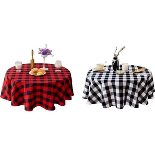 55 Inch Buffalo Plaid Round Tablecloth Checkered Round Table Cover for Wedding Kitchen Dinning Room