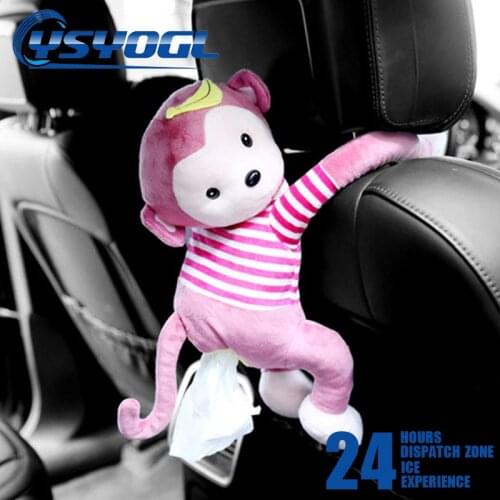 Car Plush Doll Tissue Box With Clothes Monkey Tissue Box Car Accessories Hanging Banana Monkey Car Seat Back Car Decoration