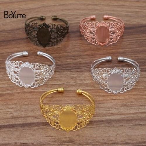 BoYuTe (5 Pieces/Lot) Metal Brass Filigree Bracelet Base with 18*25MM Oval Blank Tray Diy Bracelet Jewelry Accessories