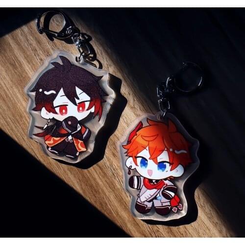 Genshin Impact Zhongli Paimon Keli Wendy Keychain Anime Kawaii Accessories Key Rings For Boys Girls Fashion Gifts Collections