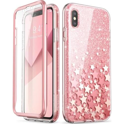 I-BLASON For iPhone Xs Max Case 6.5 inch Cosmo Series Full-Body Glitter Marble Bumper Case with Built-in Screen Protector