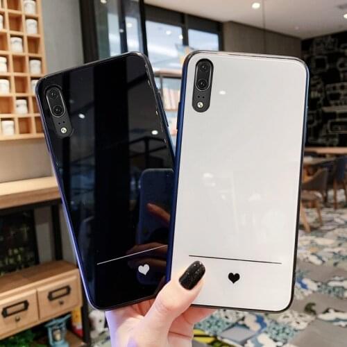 Love Heart Painting Tempered Glass Phone Case for Huawei P40 Pro P30 P20 Lite 2019 Soft Edge Back Cover Hard Phone Shell P20 P30