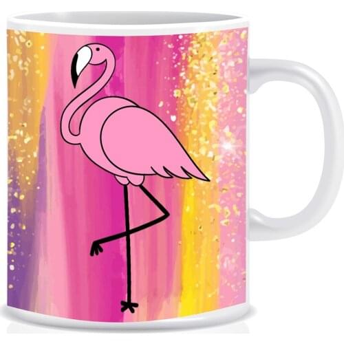 Custog Porcelain Mug Fun Design For Coffee Funny Gifts for Women and Men 12oz Flamingo