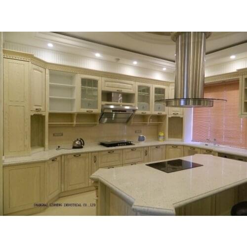 Oak wood grain pvc kitchen cabinet door antique white(LH-SW062)