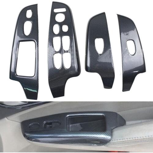 For Honda Civic 2006 2007 2008 2009 2010 2011 4x Carbon Fiber Color Door Window Lift Buttons Cover Trim Car Styling Accessories