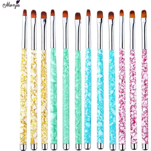 Monja 3Pcs Nail Art Marble Pattern Acrylic UV Gel Extension Builder Painting Brush Design Drawing Pen Home DIY Manicure Tool Kit