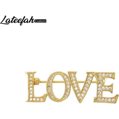 Lateefah Personalized Word Brooch Pins Crystal Handmade Custom Name Lapel Pins/Badges Unique Jewelry Gift Hair Accessories