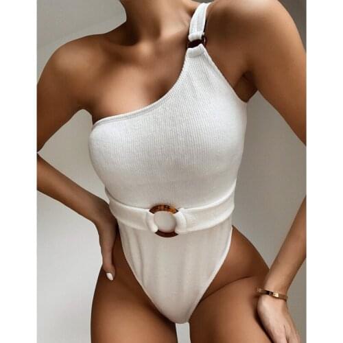 Urifens Summer Sexy One piece Batsuit Women 2021 New Padded One Shoulder Batsuit Women Batsuit Women Clothing Swimsuit LCS49U