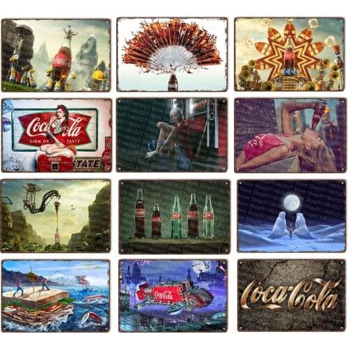 Metal Cola Tin Sign Europe Feature Drinks Classic Poster Wall Decor Art Plaque For Home Pub Bar Club Cafe Man Cave Plate