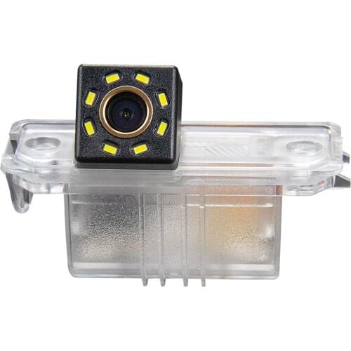 Misayaee Car Rear View Reverse Parking Camera Golden 8 Led for Skoda Superb 2009-2015 Night Vision Waterproof