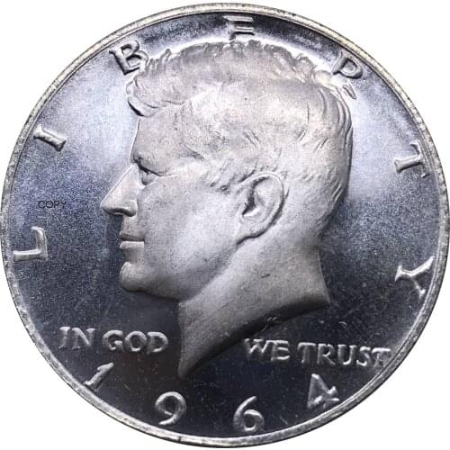 United States 1964 America USA Coin ½ Dollar Kennedy Half Dollar Cupronickel Silver Plated Souvenir Gift Collectible Copy Coins