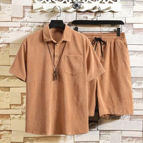 Men Outfit Set Two-piece Summer Short-sleeved Shorts Korean Fashion Men Clothing Tracksuit Men Fashion Sweatsuit Men Sets