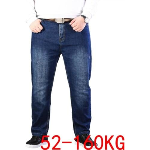 Autumn Men Business Style Thick fit Straight Jeans Fashion Classic Blue Stretch Casual denim trousers Plus Size 50 52 10XL 12XL