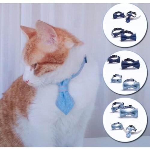Cat Collar Necklace Pet Dog Collar Bow Tie Beauty Fashion New Style Adjustable Denim Puppies Bow Tie Pet Accessories