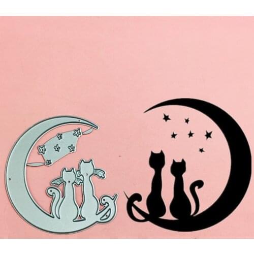 Lovely Moon cat Metal Cut Dies Stencils for Scrapbooking Stamp/photo album Decorative Embossing DIY Paper Cards