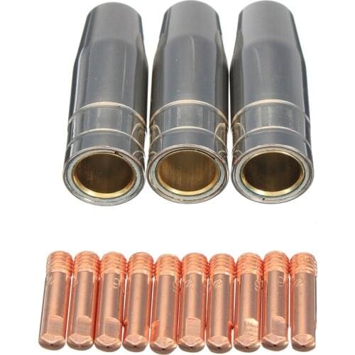 Promotion! 13Pcs CO2 Mig Welding Torch Aircooled MB 15AK Contact Tip Holder Gas Nozzle 0.8mm Welder Shield Shroud Nozzle Tip Kit