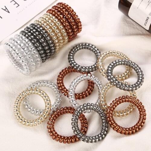 4Pcs/Lot 5.5CM New High Level Telephone Cord Women Elastic Hair Holders Rubber Bands Girls Tie Gum Ponytail Hair Accessories
