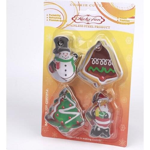 4PCS/SET Christmas Cookie Tool Stainless Steel Biscuit Mould Snowman Christmas Tree Cake Tool Cookie Cutter Mould Baking Tools