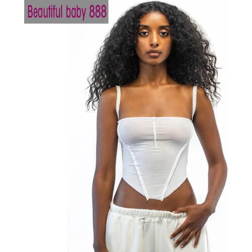 Nibber Sexy Club Wear Cotton See through Crop Top For Womens Camisole Fashionable chic Rib Knit Basic Tank Top Home Wear Female