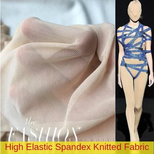 Mesh Four-sided High-stretch Knitted Fabric By The Per Meter for Clothing Skirts Dress Sewing Translucent Designer Cloth Spandex