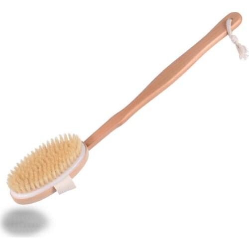 Long Handle Body Brushes for Shower & Bath Wooden Boar Bristles Shower Brush Back Brush Shower Skin Brush LX6835