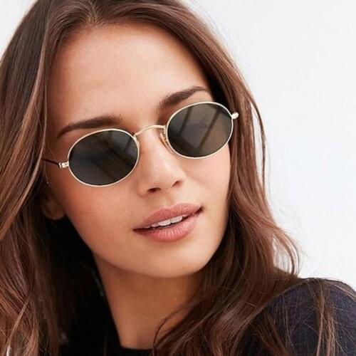 Vintage Oval Sunglasses Women Round Retro Sun Glasses For Male Metal Small Frame Mirror Classic Oculos De Sol Feminino