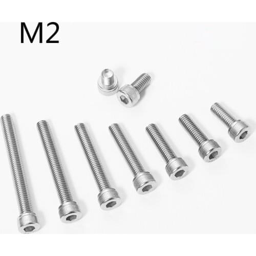 M2 Hex Socket Screw 304 Stainless Steel 2mm*3 4 5 6 8 10 12 14 16 18 22 25 30mm Hexagon Socket Head Cap Bolt M2 Nut and Washer