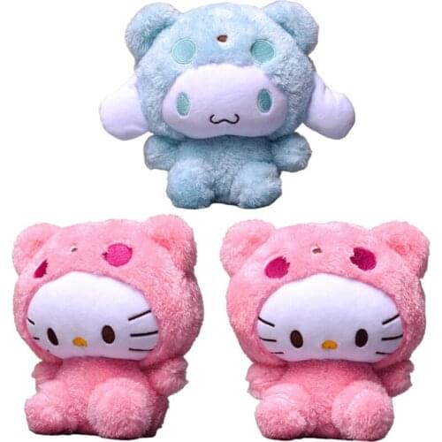 4Pcs/set 18cm Japanese Plush Toys Sanrio Cinnamoroll Dog Melody Kuromi Pompom Purin Soft and Doll Cartoon Anime Gift Toy