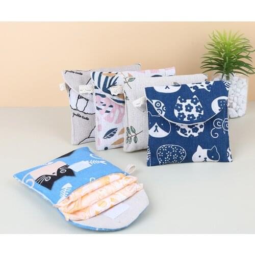 Women Napkin Cosmetic Bags Organizer Cute Sanitary Pad Pouch Tampon Storage Bag Ladies Makeup Bag Girls Tampon Holder Organizer