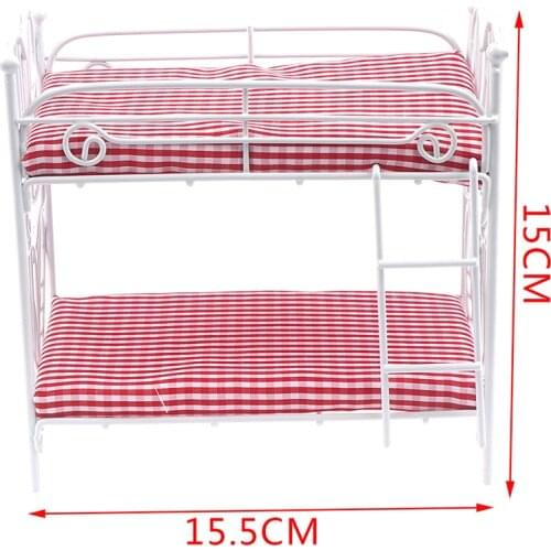 1:12 Mini Dolls House Toy Two-layer Bed Furniture Toys Dollhouse Accessories Pretend Play For Girl Gift