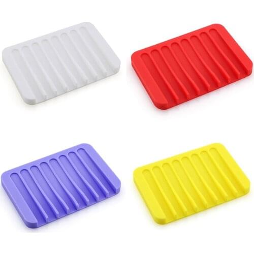 1Pc Bathroom Silicone Flexible Soap Dishes Storage Holder Soapbox Plate Tray Drain Bath Tools