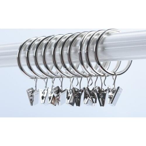 1PC Curtain Clips with Rings Metal Rustproof Drapery Rod Rings Hooks with Strong Clip Curtain Ring