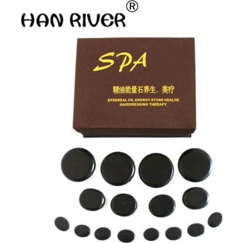 16pcs/set lava Natural Energy massage stone set hot spa rock basalt stone 16pcs with heater bag Body massager