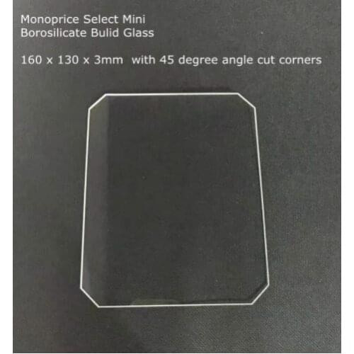 MP Select Mini V2 160 x 130 x 3mm Borosilicate Glass Plate W Corner Cut 3d Printer