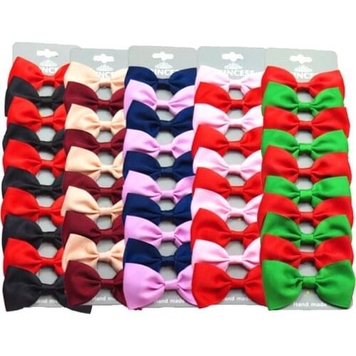 20PCS/Lot Lovely Two Colors Hairpins Bow Grosgrain Ribbon Bows Clips 2020 Korean Creativity Hair Accessories For Baby Girls NEW